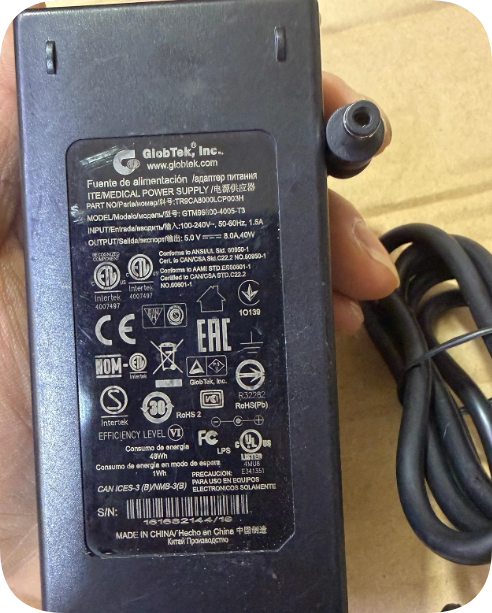 *Brand NEW* GlobTek Inc power supply TR9CA8000LCP003H/GTM96600-4005-T3/5.0V8.0A40W Power Supply